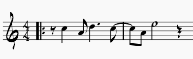 First two measures of Oleo by Sonny Rollins showing the pickup note and initial jazz syncopation.